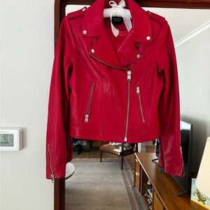 Lamarque Donna Peony Heart (Pink-Rare Color) Leather Biker